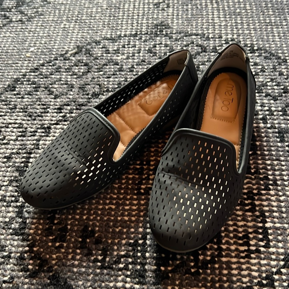 Me Too black loafers with cutouts size 8